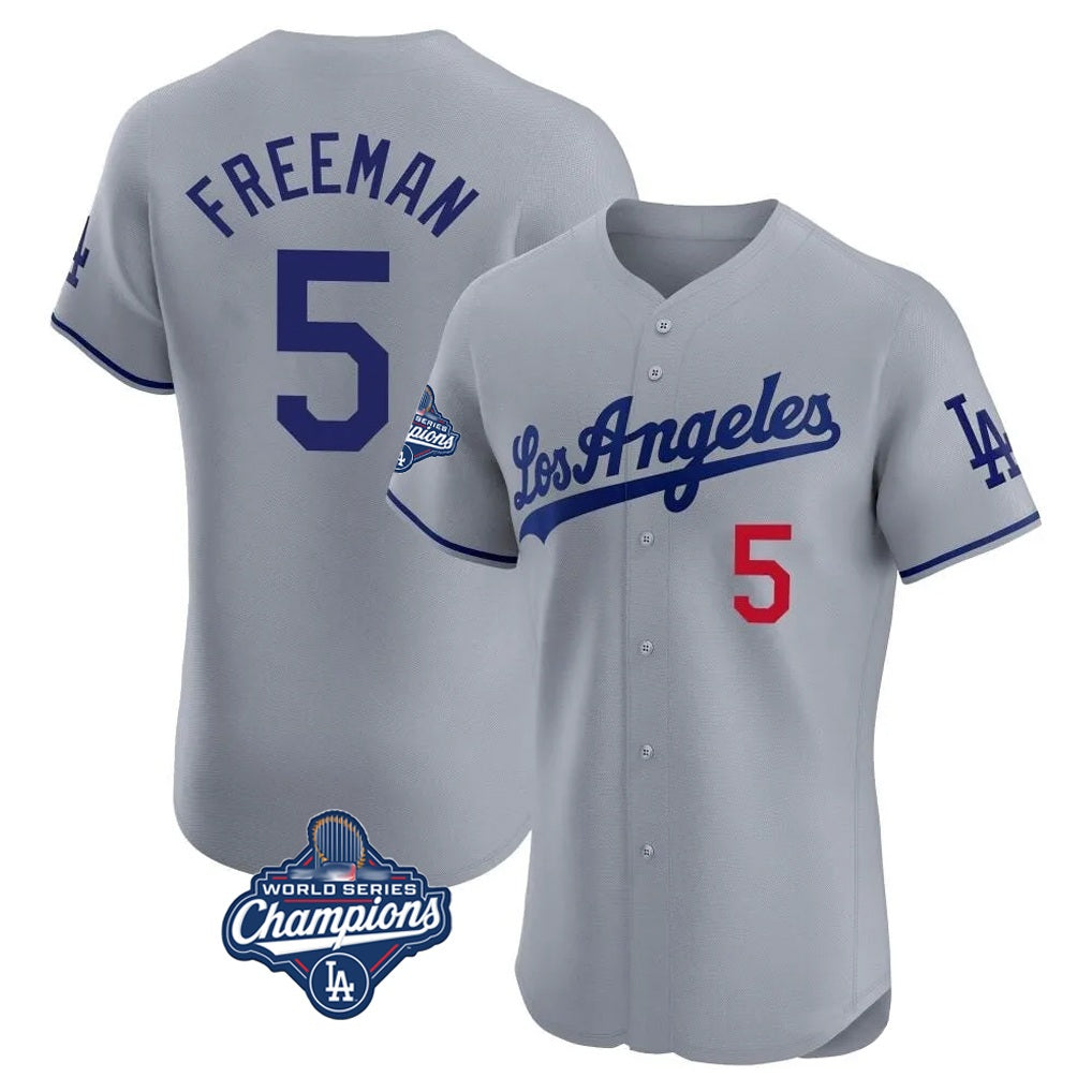 Los Angeles Dodgers #5 Freddie Freeman Player Gray Tomch World Series Meet Limited Elite Home Stitched Jerseys