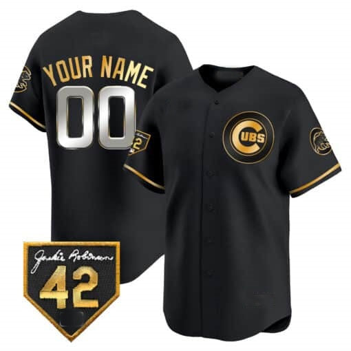 Custom Chicago Cubs 2024 Jackie Robinson Patch Vapor Premier Limited Jersey V2 ¨C All Stitched-Black Tomch