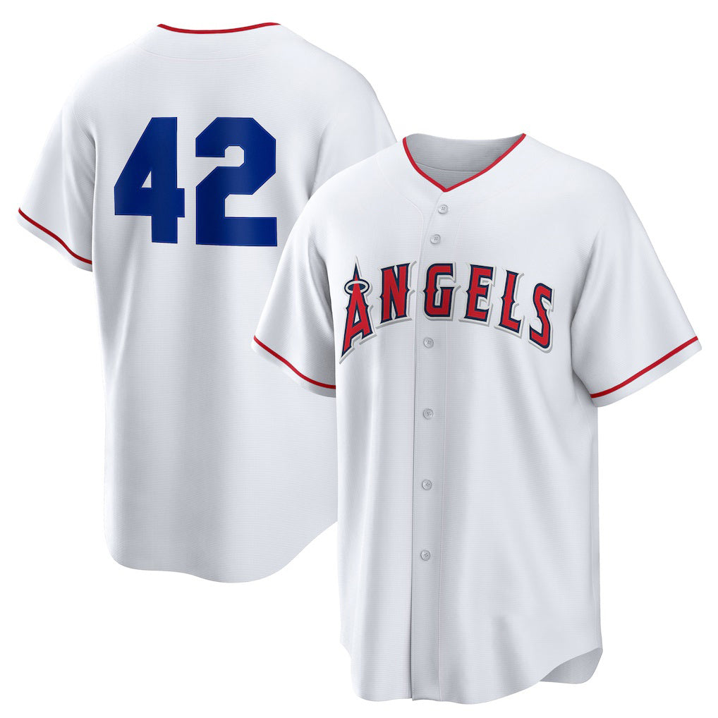 Los Angeles Angels #42 Jackie Robinson White Tomch Home 2025 Day Replica Jersey