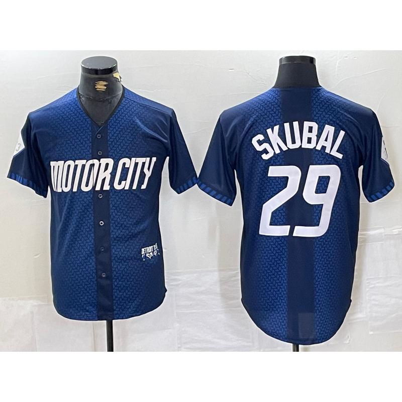 Detroit Tigers #29 Tarik Skubal 2024 Navy Thaam City Connect Cool Base Limited Stitched Jersey