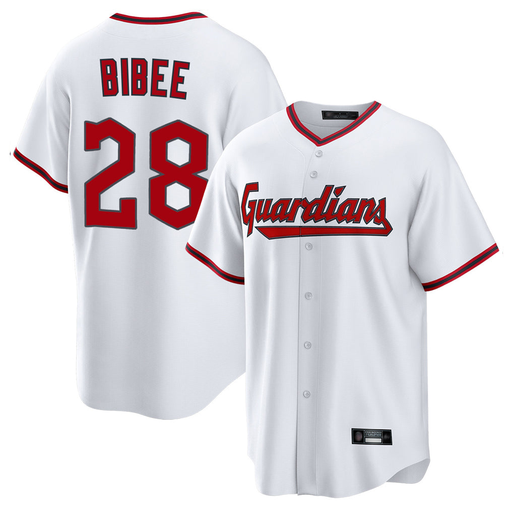 Cleveland Guardians #28 Tanner Bibee Player White Tomch Game Home Stitched Jerseys