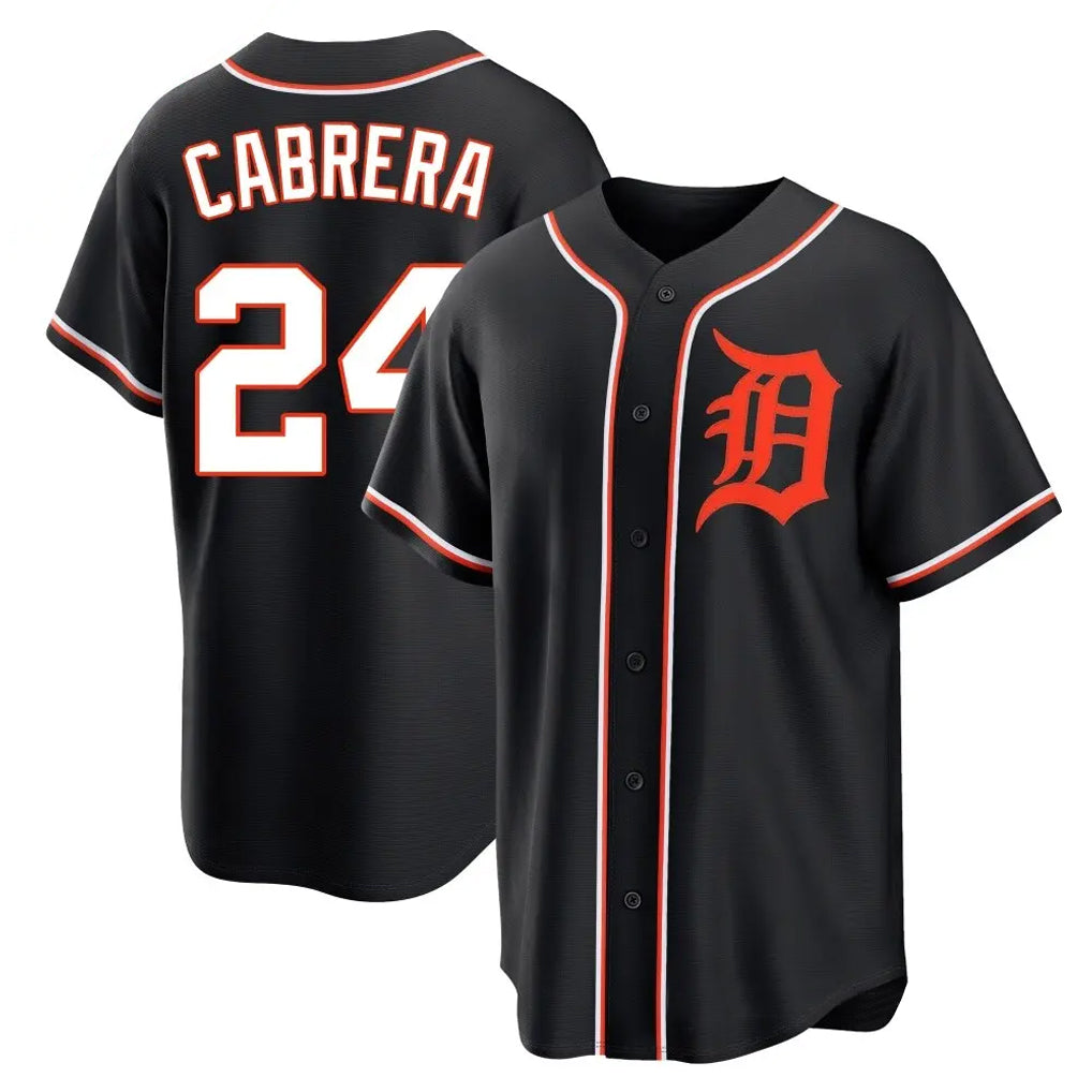 Detroit Tigers #24 Miguel Cabrera Player Black Tomch Fashion Out Home Game Stitched Jerseys