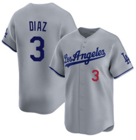 Los Angeles Dodgers #3 Edwin D¨ªaz Grey Tomch Cool Base Stitched Jersey
