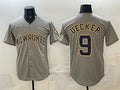Milwaukee Brewers #9 Bob Uecker Grey Tomch Home Limited Stitched Jersey