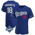 Los Angeles Dodgers #18 Yoshinobu Yamamoto Player Royal Tomch World Series Meet Limited Elite Home Stitched Jerseys