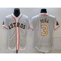 Houston Astros #3 Jeremy Pena 2023 White Gold Thaam World Serise Champions Patch Flex Base Stitched Jersey