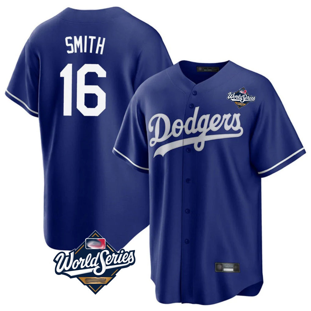 Los Angeles Dodgers #16 Will Smith Player Royal Tomch World Series Game Stitched Jerseys
