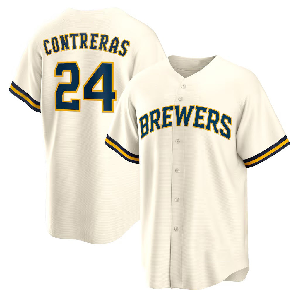 Milwaukee Brewers #24 William Contreras Cream Tomch Home Replica Jersey