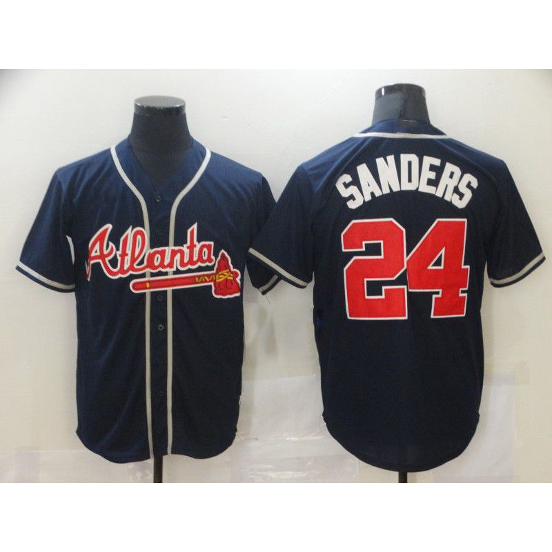 Atlanta Braves #24 Sanders Blue Tomch Game Jerseys