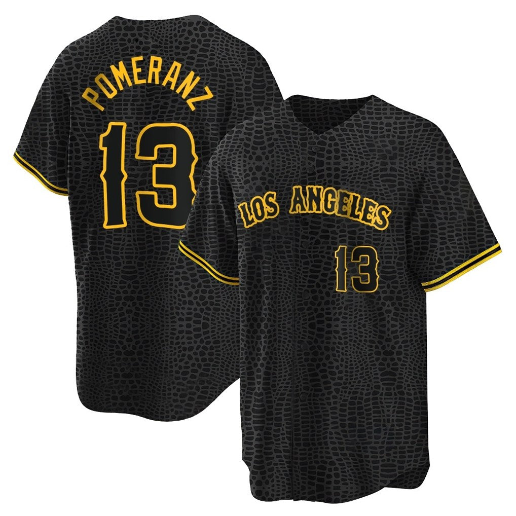Los Angeles Angels #13 Drew Pomeranz Player Black Tomch Snake Skin City Game Home Stitched Jerseys
