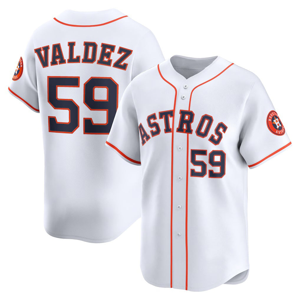 Houston Astros #59 Framber Valdez White Tomch Home Limited Player Jersey