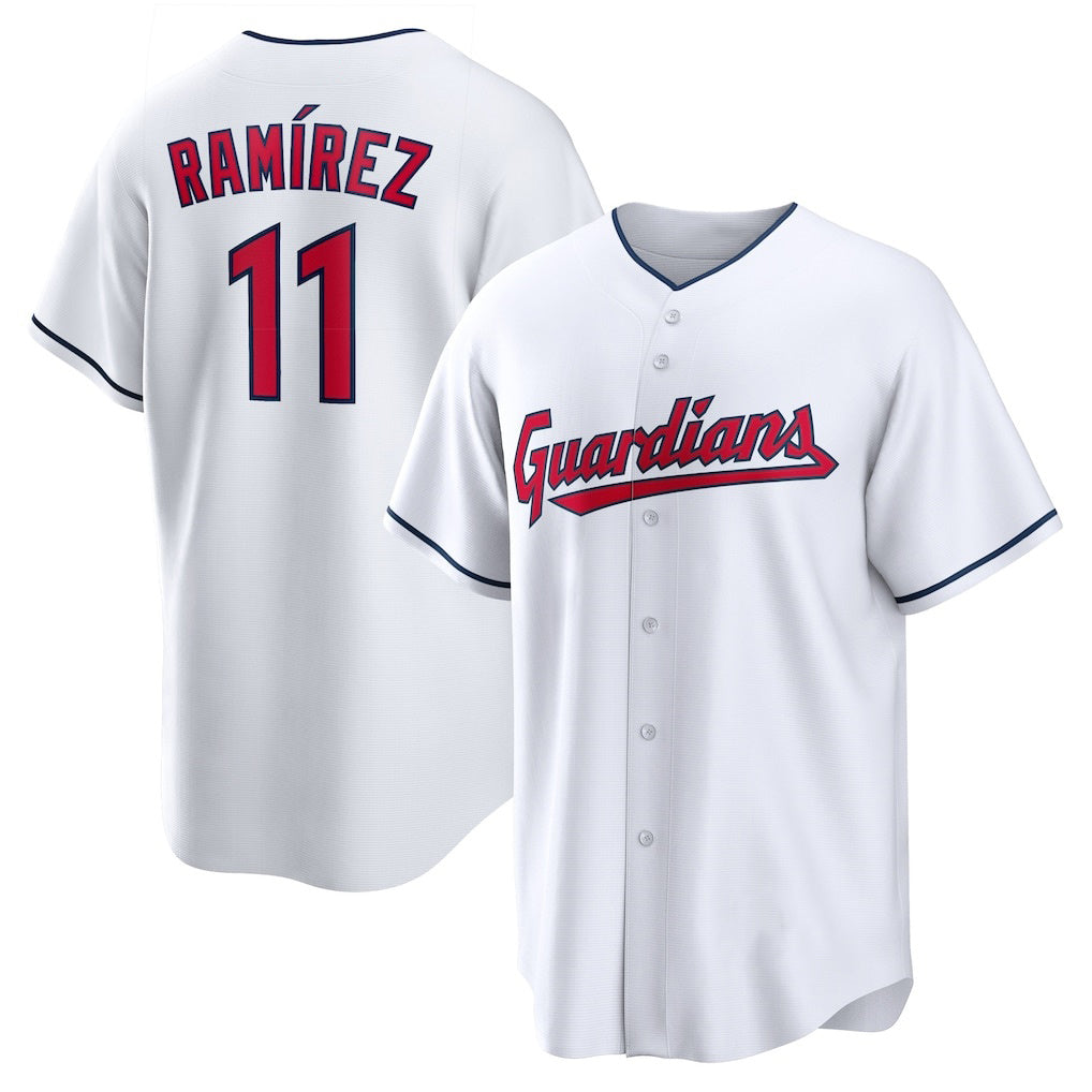 Cleveland Guardians #11 Jos¨¦ Ram¨ªrez White Thaam Replica Player Jersey