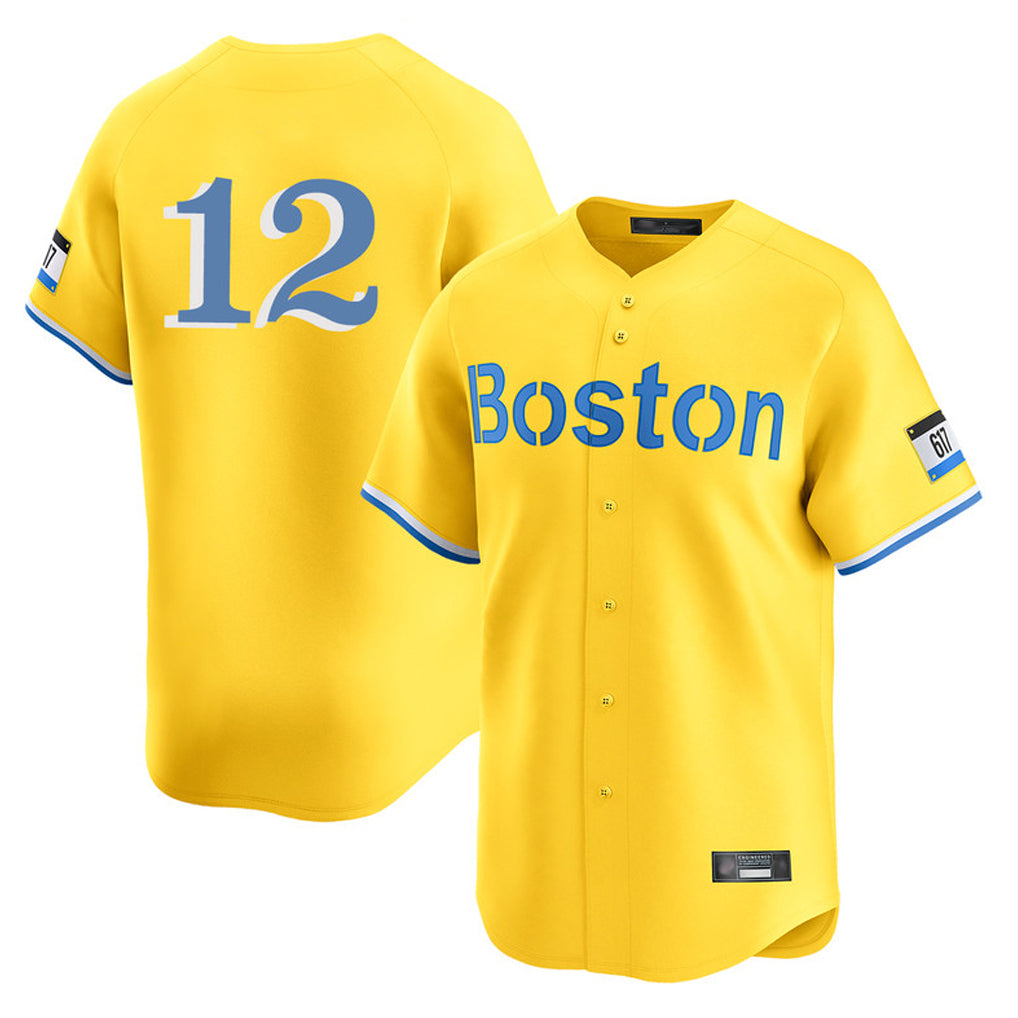 Boston Red Sox #12 Connor Wong Player Yellow Tomch Limited Home Game Stitched Jerseys1