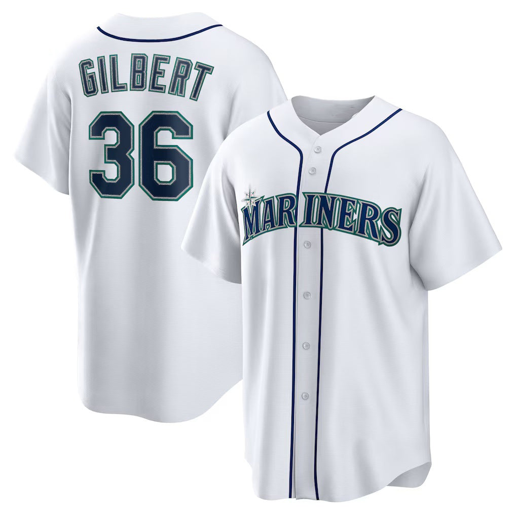 Seattle Mariners #36 Logan Gilbert White Tomch Home Replica Jersey