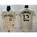 Philadelphia Phillies #12 Kyle Schwarber Cream Tomch Gothic Vapor Limited Stitched Jersey