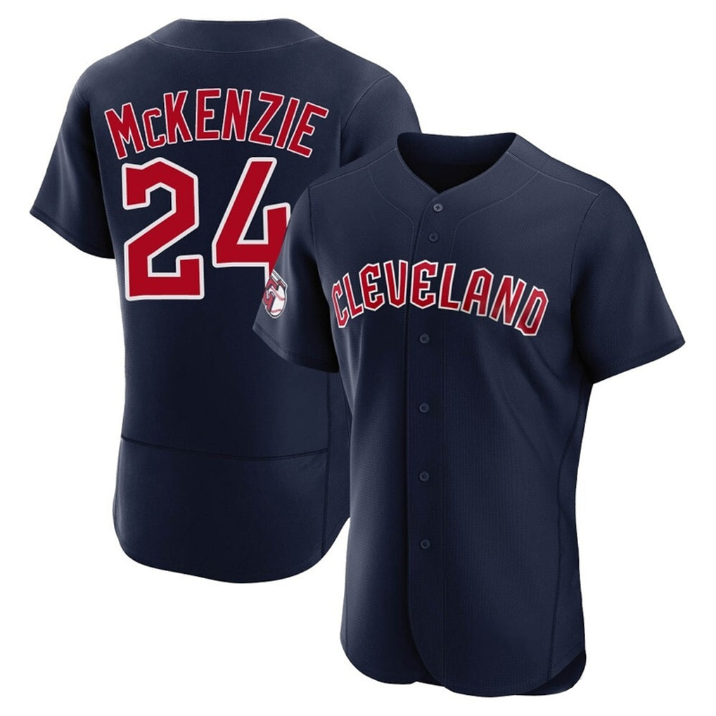 Cleveland Guardians #24 Triston McKenzie Player Navy Tomch Limited Elite Home Stitched Jerseys