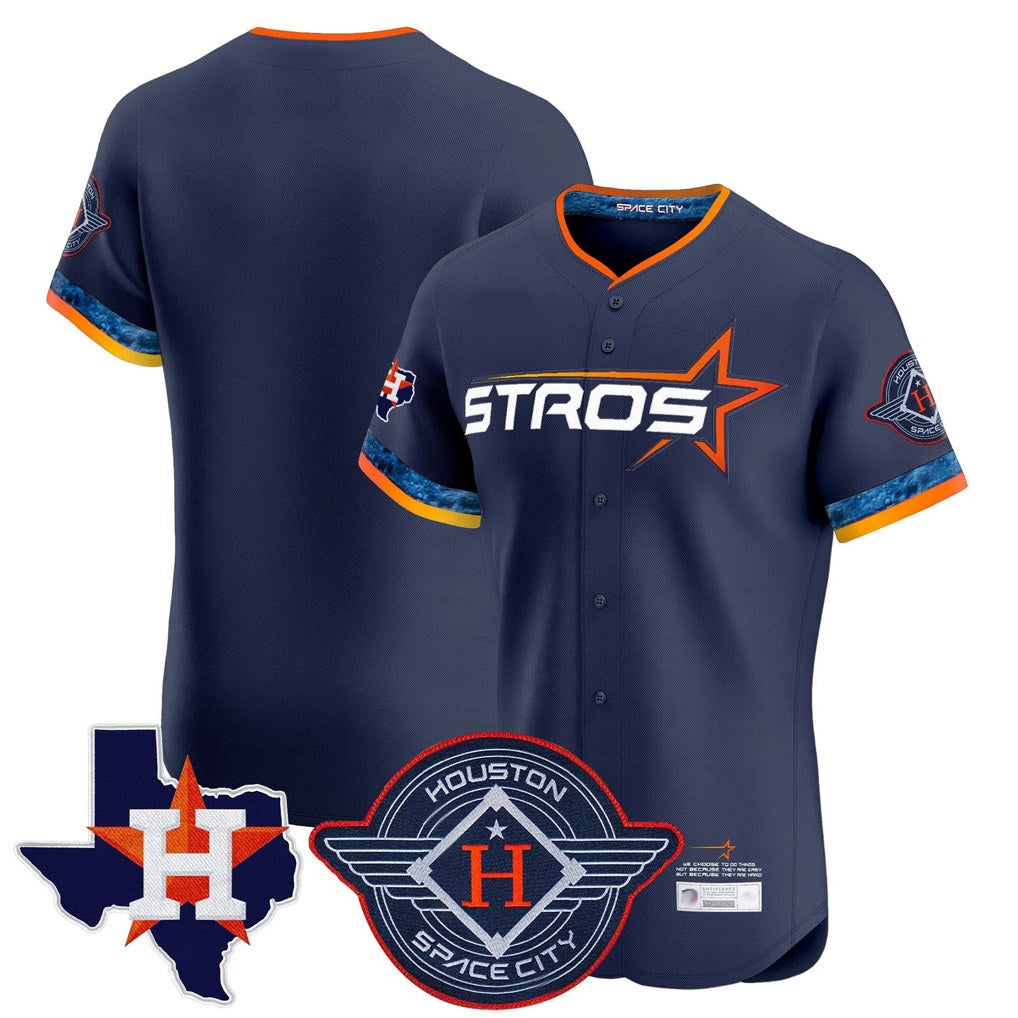 Houston Astros Blank Player Navy Tomch City Connect Texas Patch Vapor Premier Limited Elite Home Stitched Jerseys