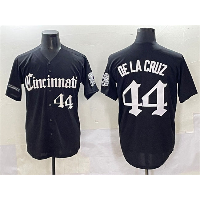 Cincinnati Reds #44 Elly De La Cruz Black Thaam 'Gothic Queen City Edition' Vapor Premier Limited Stitched Jersey