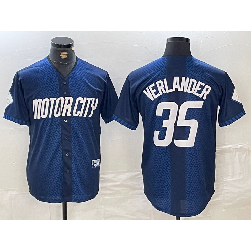 Detroit Tigers #35 Justin Verlander Navy Thaam 2024 City Connect Cool Base Limited Stitched Jersey