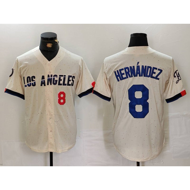 Los Angeles Dodgers #8 Kike Hernandez Number Cream Tomch 2024 City Connect Limited Stitched Jerseys
