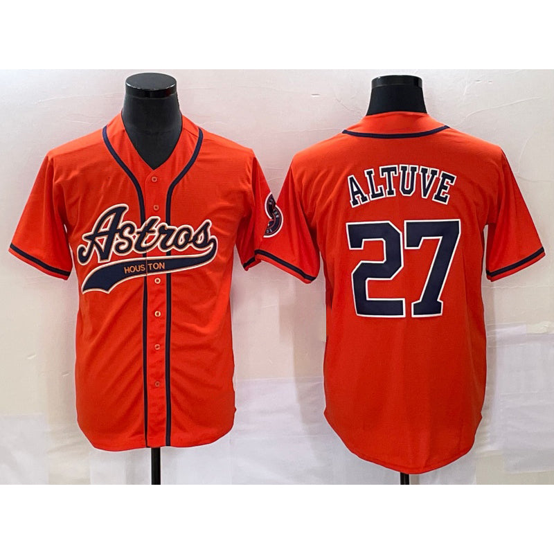 Houston Astros #27 Jose Altuve Orange Thaam With Patch Cool Base Stitched Jersey