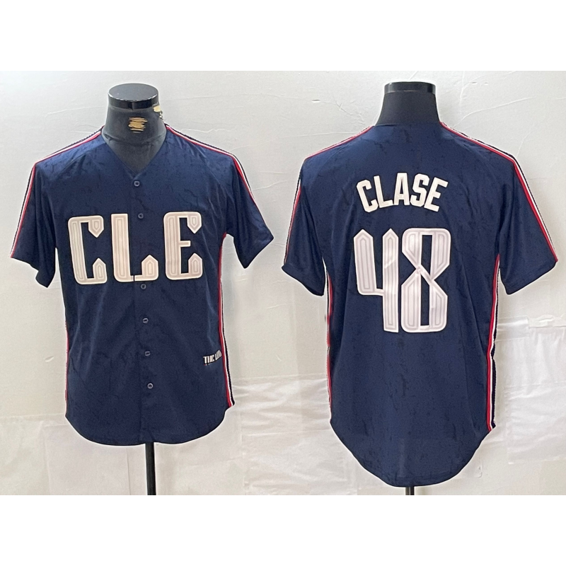 Cleveland Guardians #48 Emmanuel Clase Navy Tomch 2024 City Connect Limited Stitched Jersey