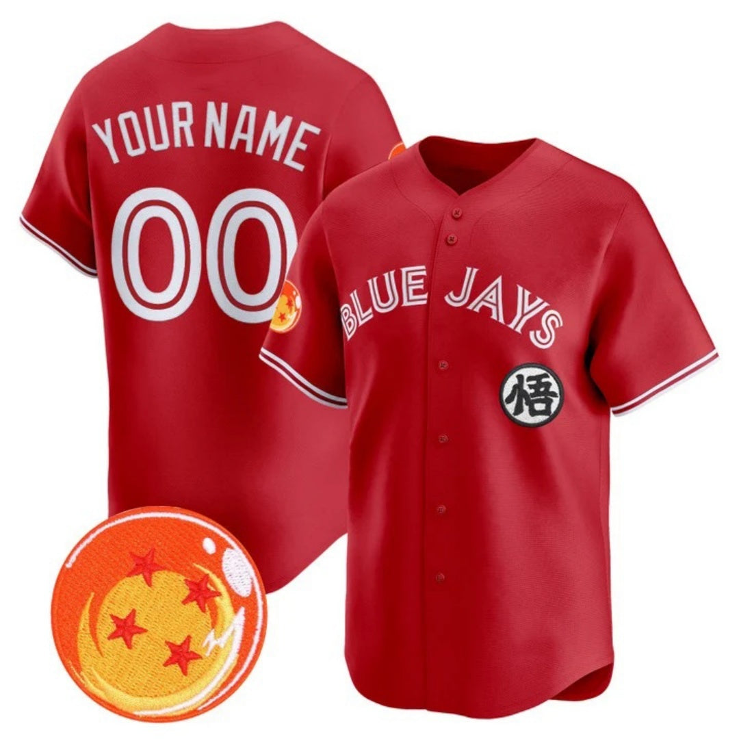 Custom Toronto Blue Jays x Dragon Ball Red Tomch Vapor Premier Limited Jersey - All Stitched