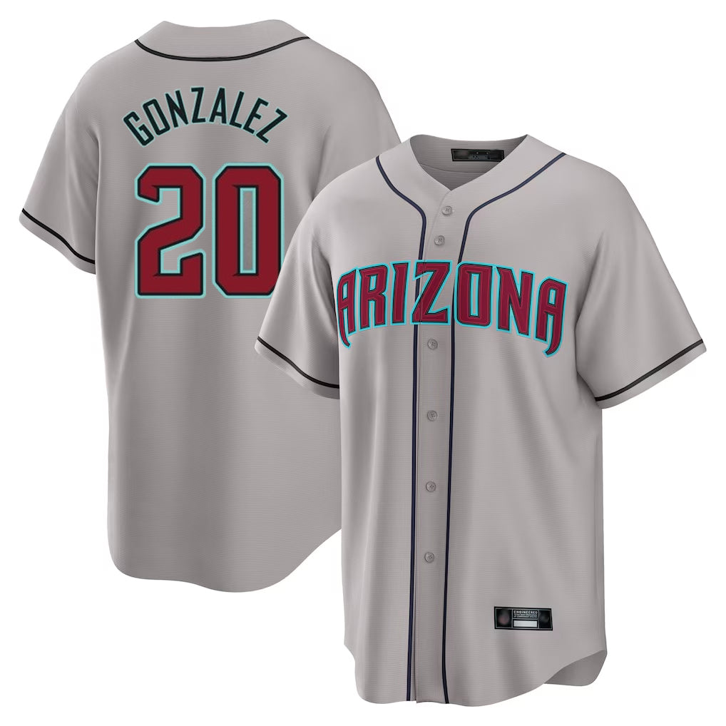 Arizona Diamondbacks #20 Luis Gonzalez Player Gray Tomch Road Home Game Stitched Jerseys