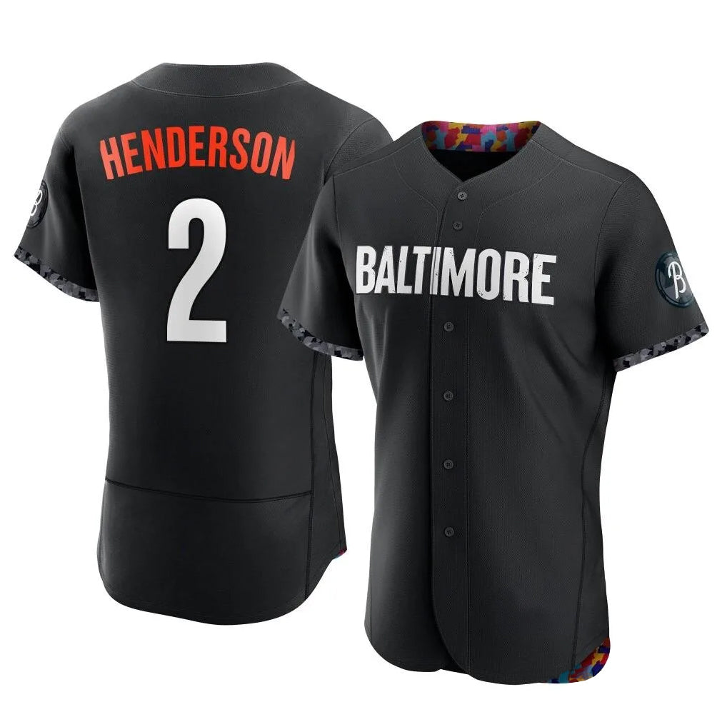 Baltimore Orioles #2 Gunnar Henderson Player Black Tomch City Connect Limited Elite Home Game Stitched Jerseys