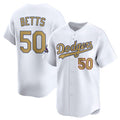 Los Angeles Dodgers #50 Mookie Betts White Thaam 2025 Gold Collection Limited Stitched Jersey