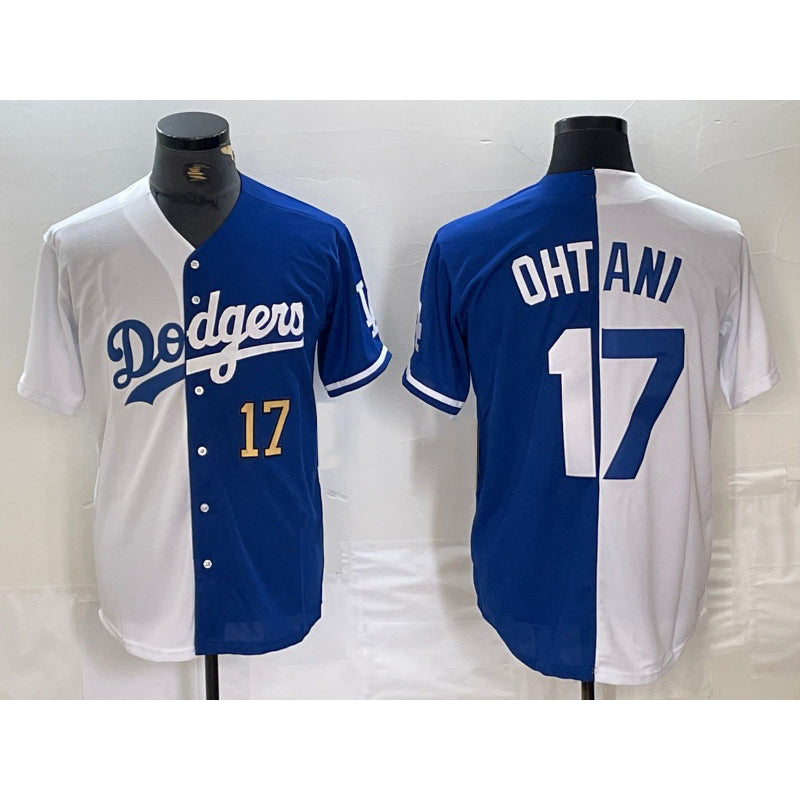 Los Angeles Dodgers #17 Shohei Ohtani Number White Blue Thaam Two Tone Stitched Jerseys