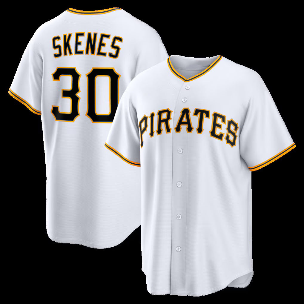 Pittsburgh Pirates #30 Paul Skenes White Tomch Home Replica Jersey