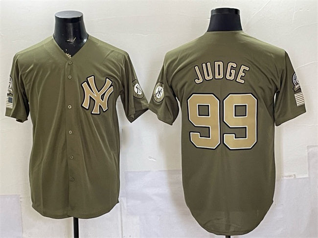 New York Yankees #99 Aaron Judge Olive Tomch 2026 Armed Forces Day Stitched Jersey