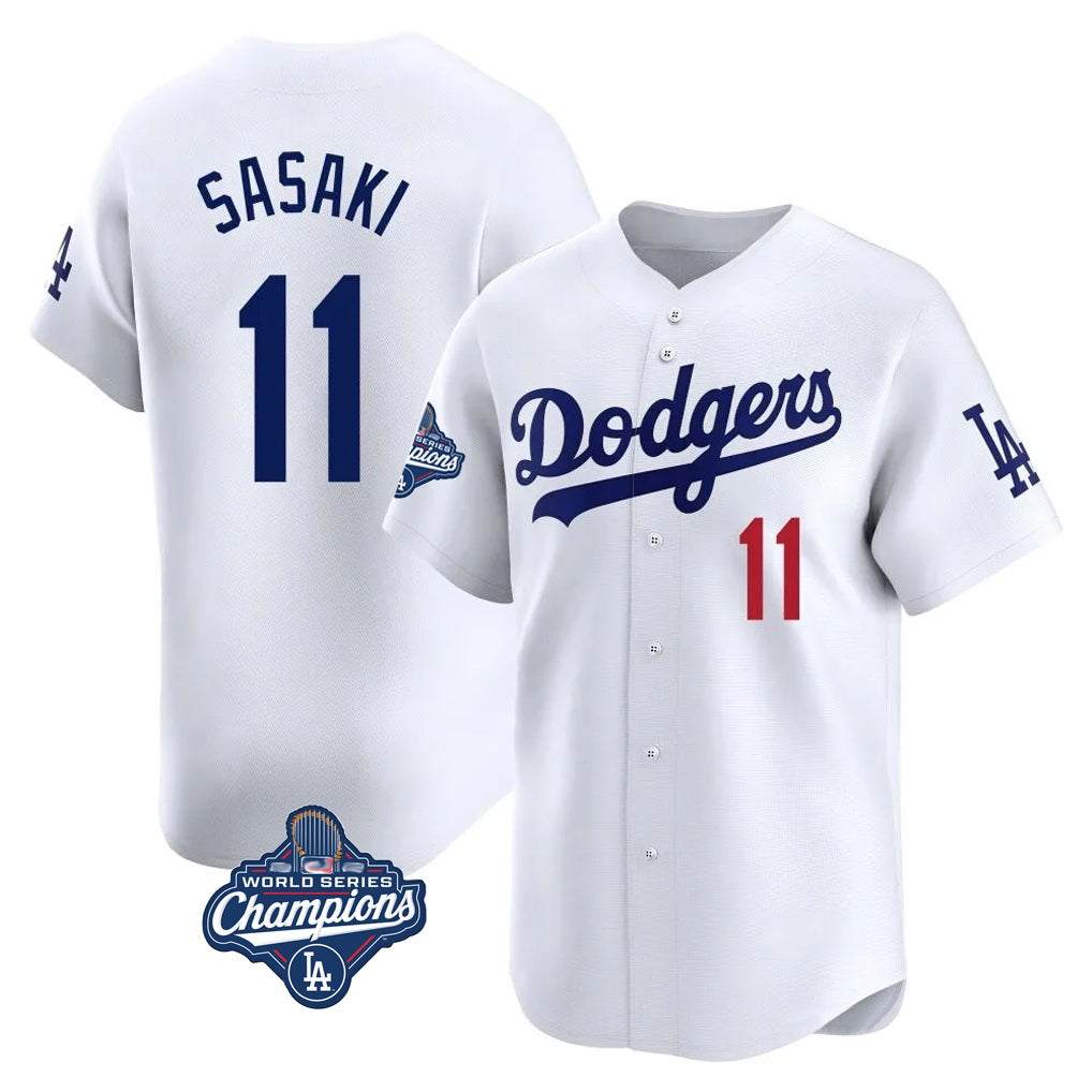 Los Angeles Dodgers #11 Roki Sasaki Player White Tomch World Series Meet Limited Home Stitched Jerseys