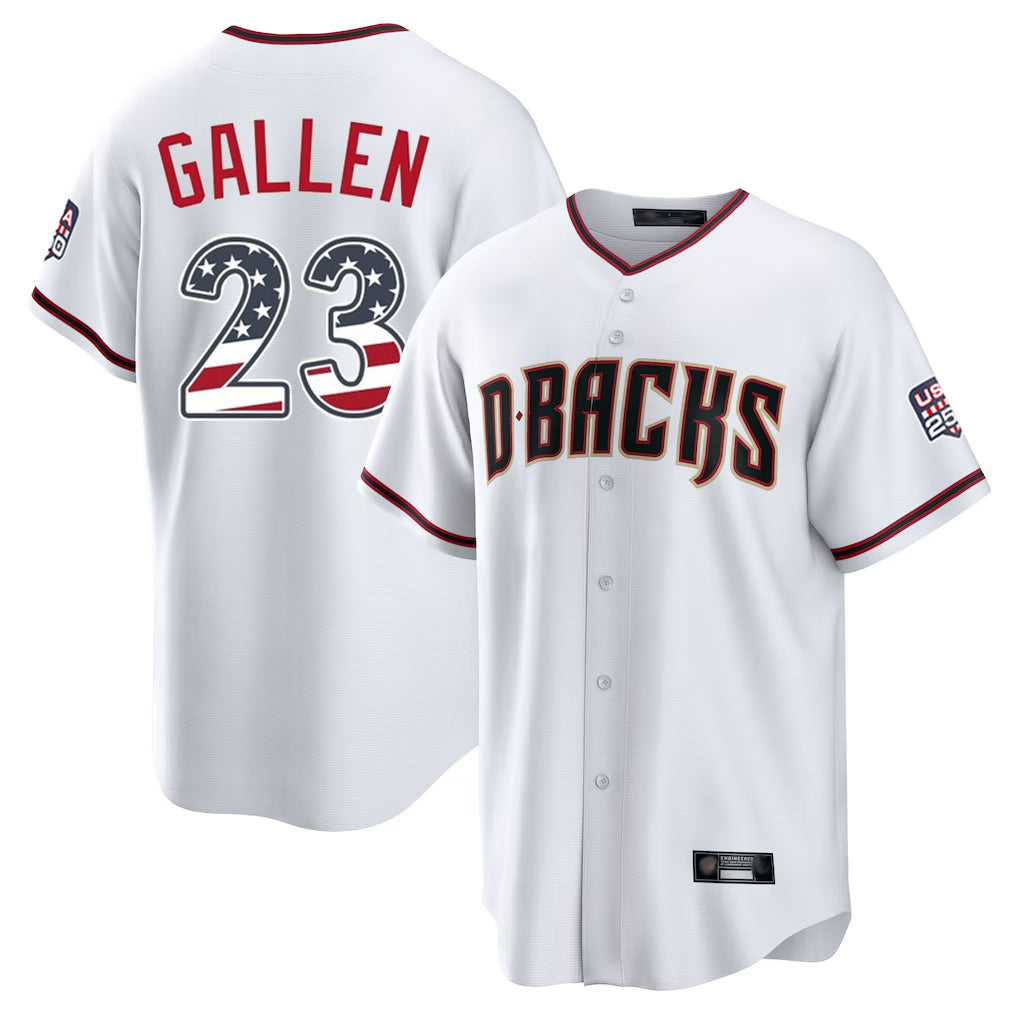 Arizona Diamondbacks #23 Zac Gallen Player White Tomch USA 250 Fourth of July Home Game Stitched Jerseys