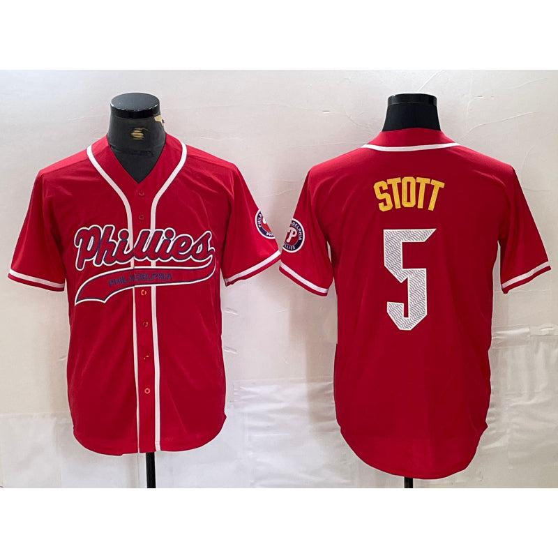 Philadelphia Phillies #5 Bryson Stott Red Tomch Cool Base Stitched Jersey