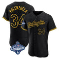 Los Angeles Dodgers #34 Fernando Valenzuela Player Black Tomch World Series Meet Snake Skin City Limited Elite Home Stitched Jerseys