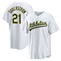 Oakland Athletics #21 Tyler Soderstrom White Tomch Home Replica Jersey