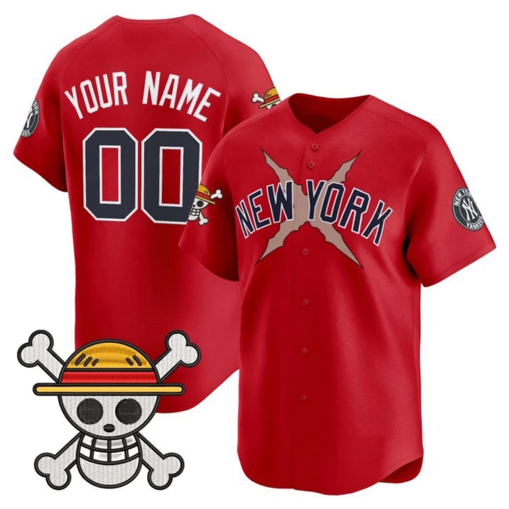 Custom New York Yankees x One Piece Red Tomch Vapor Premier Limited Jersey - Stitched
