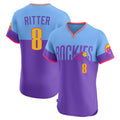 Colorado Rockies #8 Ryan Ritter Player Purple-Light Blue Tomch City Connect Limited Elite Home T-shirt Stitched Jerseys
