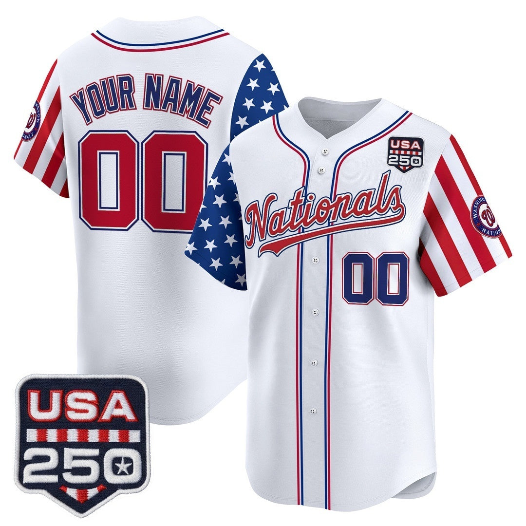 Custom Washington Nationals America 250 Edition Vapor Premier Limited White Tomch Stitched Jerseys