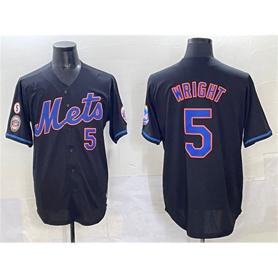 New York Mets #5 David Wright Black Tomch With Patch Limited Stitched Jersey
