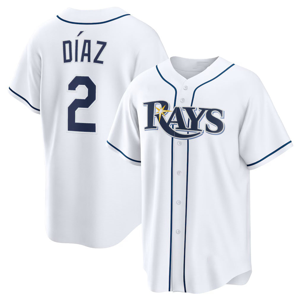 Tampa Bay Rays #2 Yandy D¨ªaz White Tomch Home Replica Jersey