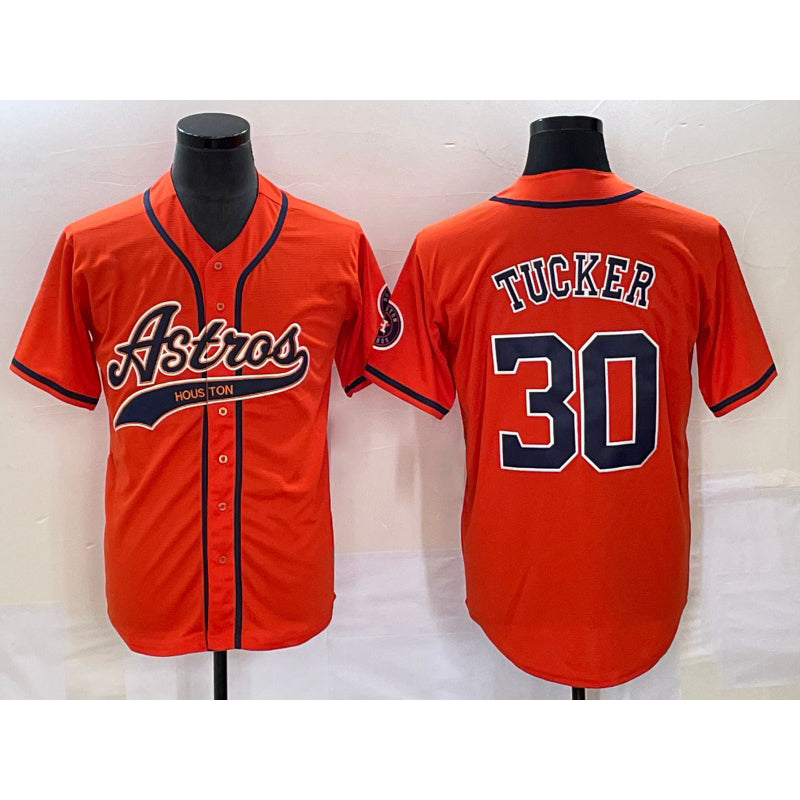 Houston Astros #30 Kyle Tucker Orange Tomch With Patch Cool Base Stitched Jersey