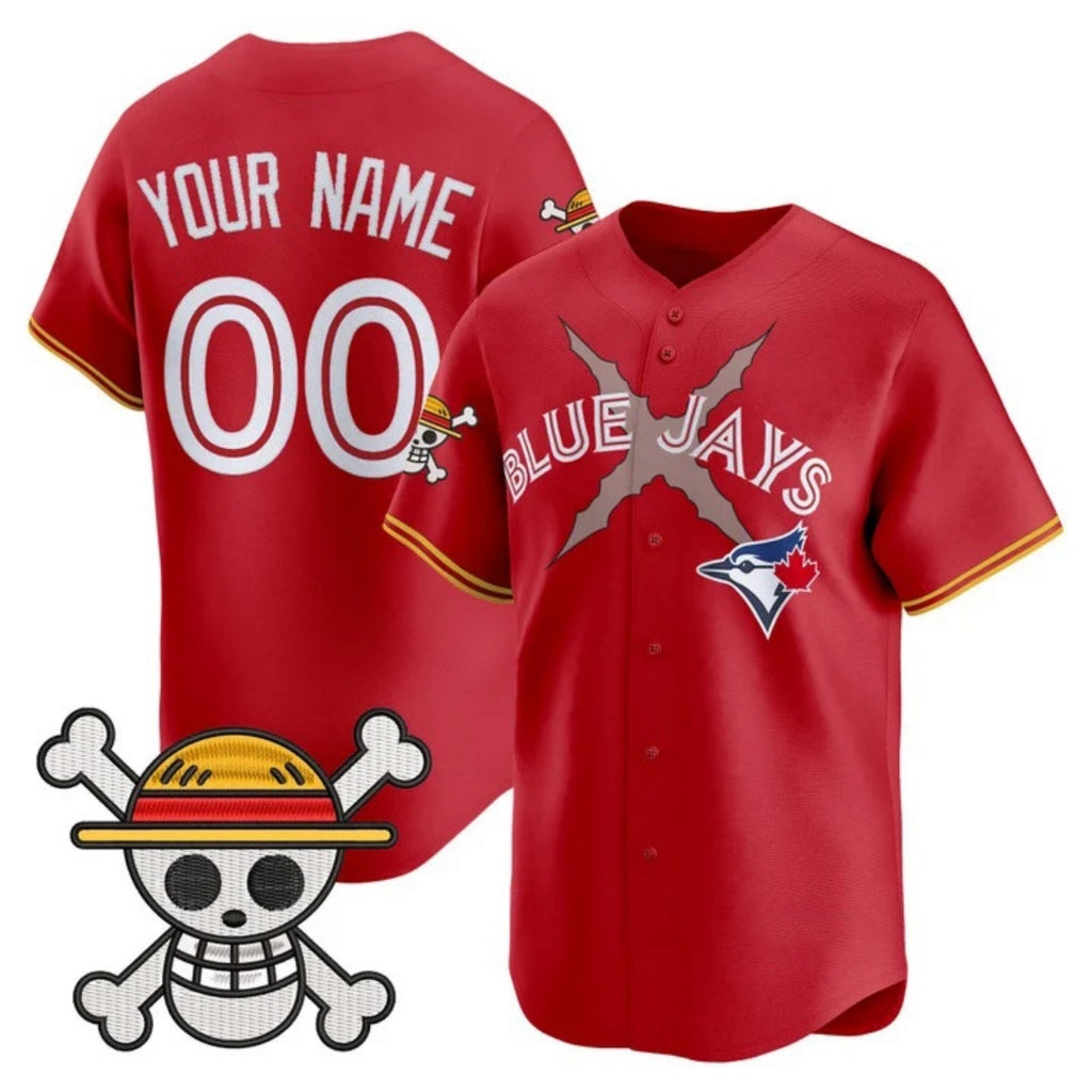 Custom Toronto Blue Jays x One Piece Red Tomch Vapor Premier Limited Jersey - Stitched