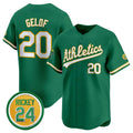 Oakland Athletics #20 Zack Gelof Green Tomch 2024 Limited With Rickey Henderson Patch Stitched Jersey