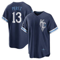 Kansas City Royals #13 Salvador Perez Navy Thaam City Connect Replica Player Jersey