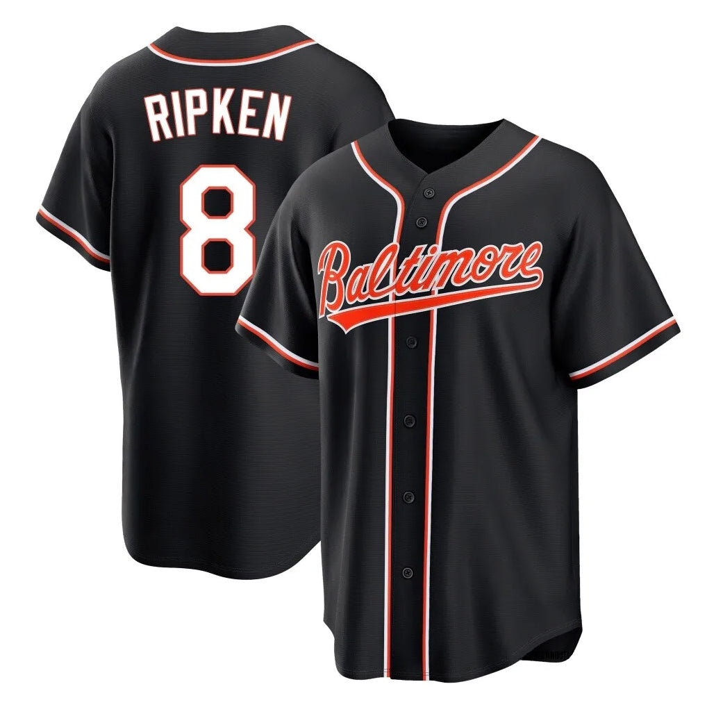 Baltimore Orioles #8 Cal Ripken Player Black Tomch Out Home Game Stitched Jerseys