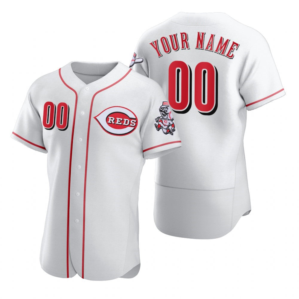 Custom Cincinnati Reds White Tomch 2020 Stitched Flex Base Jersey