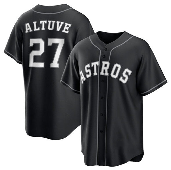 Houston Astros #27 Jose Altuve Black Thaam Lights Out Limited Stitched Jersey
